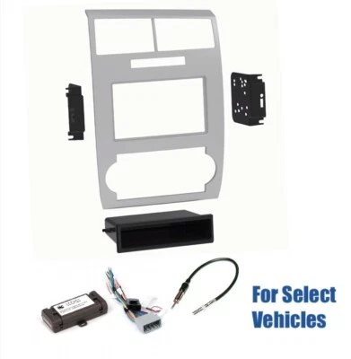 $89 • Buy Silver Car Stereo Dash Kit Combo For 2005 2006 2007 Dodge Charger/Magnum +-  Amp