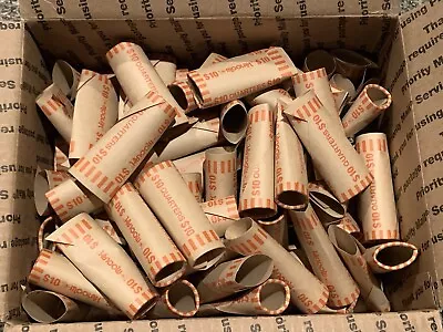 100 Rolls Preformed QUARTER Coin Wrappers Paper Tubes (Hold $10 Ea.)*NEW(other)* • $7.95