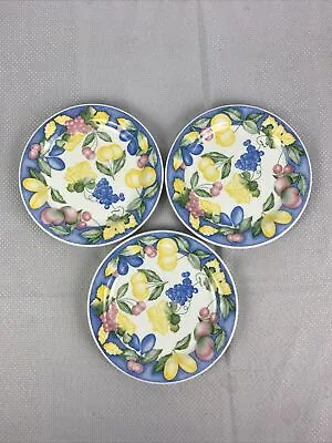 Furio Ceramica Quadrifoglio Fruit And Leaf Design China 8” Plates Set Of Three • $19.99