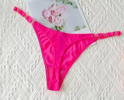 Large Victoria’s  Secret Logo Thong Panty Hot Pink  • $17