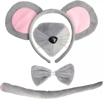 Mouse Costume Accessory Set- Mouse Ears Headband Tail Nose And Bow Tie Set… • $9.49