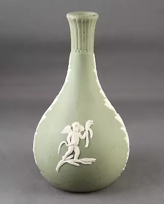 Vintage Wedgewood Sage Green 5.5 Inch Bud Vase Cherubs England • $28