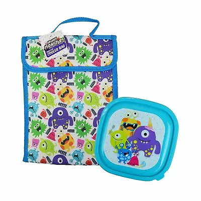 Children Kids Boys Dinner Lunch Box Cooler Bag Food Storage Monsters Design Blue • £7.99