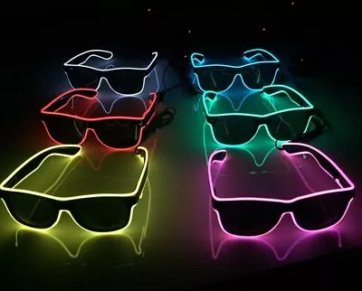 LED EL Wire Flashing Neon Light Sunglasses Eyewear Shade Nightclub RaveParty Lot • £5.99