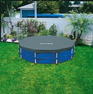 INTEX Steel Framed Pool COVER 10ft 12ft ROUND SWIMMING POOL PADDLING DEBRIS • £19.99