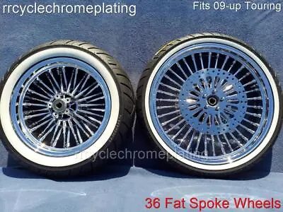 $1599 • Buy Chrome 36 Fat Spoke Wheels 21F 16 Rear Set Tires Harley Touring 09-21 Road Glide
