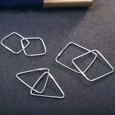 $8.99 • Buy New 925 Sterling Silver Solid Plain 20mm Square Triangle Huggie Hoop Earrings