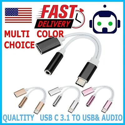 $2.39 • Buy USB Type C To 3.5mm Aux Audio Charging Cable Adapter Splitter Headphone Jack US
