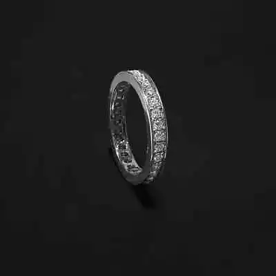 2.50 Ct Round Cut Moissanite Eternity Wedding Band 14K White Gold Plated For Her • $105.59