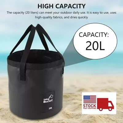 20L Folding Bucket Water Container Bag Carry Bag For Outdoor Camping Fishing • $10.95