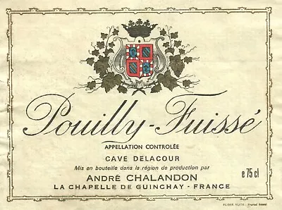 Pouilly Fuisse' French Wine Label Vintage Original A395 • $11.97