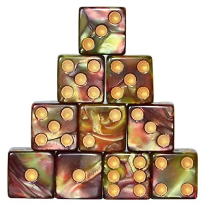 StarMall 10 Pieces 6 Sided Dice Set Two Tone Colors Dice With Golden Pips • $8.45