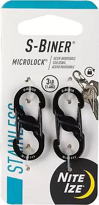 S-Biner Microlock Stainless Steel - S-Biner With Locking Dual Sided Gates - Keep • $7.95
