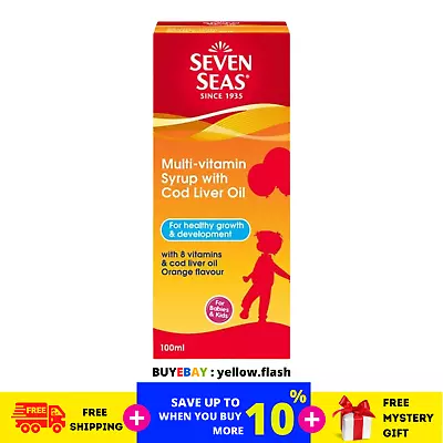 $34.59 • Buy Seven Seas Multivitamin Syrup With Cod Liver Oil 100ml Orange Flavor For Kids