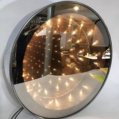 Vintage Infinity Mirror Lamp Mid Century Prop Chrome Light Disco Round 12  • $399.95