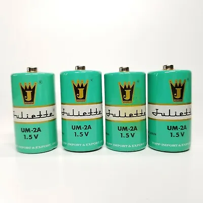 $34.99 • Buy 4 Juliette Transistor Radio Batteries UM-2A 1.5V Japan Vtg Display Crown Aqua