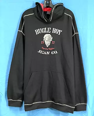 VTG 90's BUGLE BOY JEAN COMPANY Wyoming Buffalo BLACK Pull-Over HOODIE Sz XL • $20