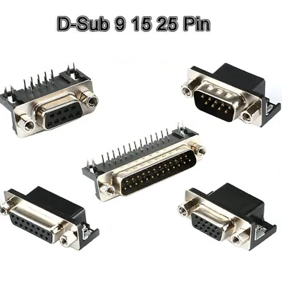 Right Angle PCB D Connector D-Sub 9 15 25 Pin Plug Socket Female & Male • $1.59