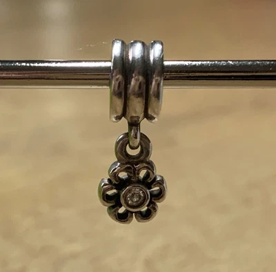 £13.50 • Buy Pandora Flower Dangle Charm With Clear Crystal 