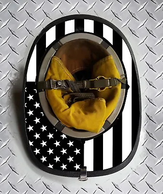 Black And White Standard American Flag Fire Helmet Wrap Sticker Decal Brim Trim • $39.99