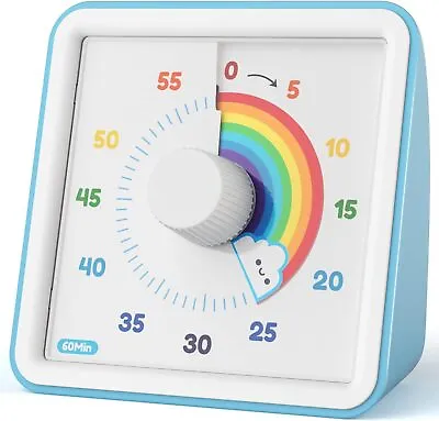 60 Minute Visual Timer For Kids Silent Countdown Timer Clock Rainbow Design • £12.90