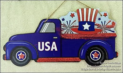 NEW FOURTH 4th OF JULY PATRIOTIC VINTAGE BLUE PICKUP TRUCK WALL HANGING PLAQUE  • $7.99