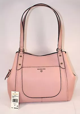 NWT Michael Kors Molly Large Pebbled Leather Shoulder Tote • Smokey Rose • $249.99