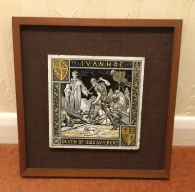 Rare Antique Mounted Minton Square 8” Tile ‘Ivanhoe ’ - Moyer Smith 1878 • £115