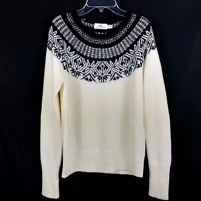 Vineyard Vines Sweater Womens Small Fair Isle Nordic Wool Mohair Ivory Black • $24.99