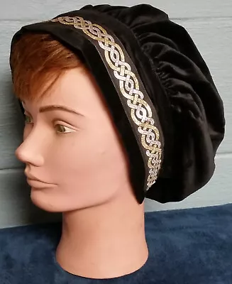 Cotton Velveteen Muffin Hat In 5 Colors With Medieval/Renaissance Trim • $50