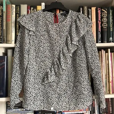 TOPSHOP Dalmation Print Top With Ruffle Detail • £10