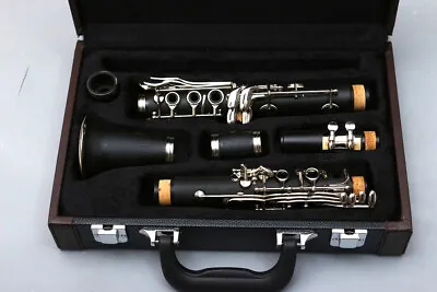 New Clarinet A Key Clarinet Ebonite Wood Nickel Plated Keys 2 Barrels Case • $149.46