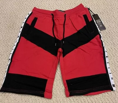 NWT Men’s LR Scoop Red Black Fleece Moto Shorts ALL SIZES • $9.99