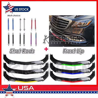 Glossy Front Bumper Lip Body Kit Parts Spoiler Splitter Rods For Maybach S560 • $95.45