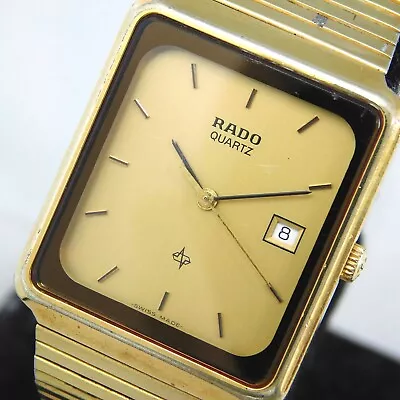 Rado 129.3311.2.8 Date Men's Gold Plated Vintage Watch Swiss Made Quartz E955 • $138