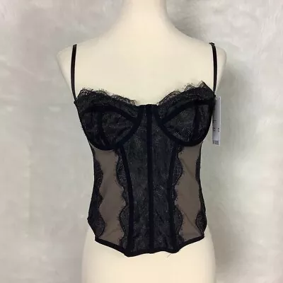 Urban Outfitters Out From Under Modern Love Corset Black Lace Bustier Top NWT • $85.46