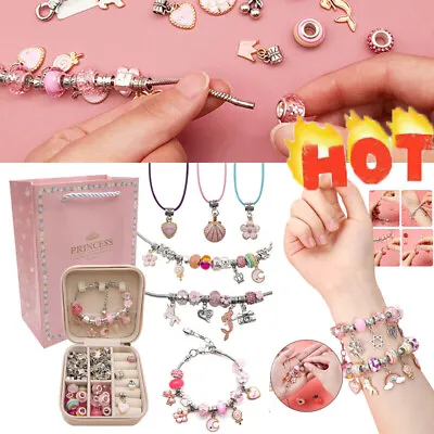 £15.59 • Buy Girls Bracelet Making Kit Beads Jewellery Charms Pendant Set DIY Craft Kids Gift