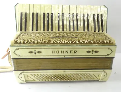 Buttercream Hohner Piano Accordion LMMM 41/120 - READ - Plays - Parts / Repair • $314.99