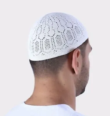 New Islamic Cotton Prayer Hat Mens Skull Cap Topi Kufi Male Turkish Muslims • £2.99