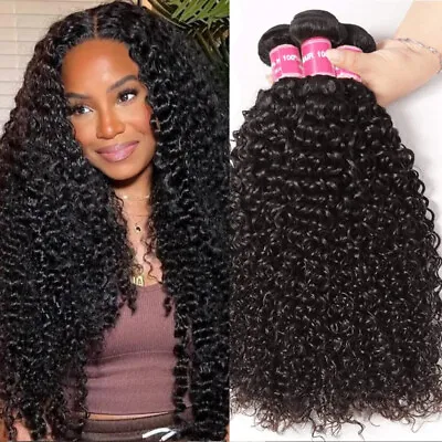 UNice Hair Mongolian Curly Virgin Human Hair Weaves 3 Bundles Hair Extensions US • $52.47