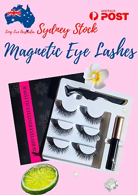 $9.99 • Buy Magnetic False Eyelashes Natural Eye Lashes Extension Liquid Eyeliner Tweezer 