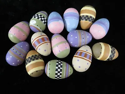 15 Painted Wood Easter Egg Decorations / Ornaments • $14.99