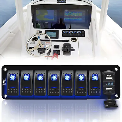 Waterproof 8 Gang Car Auto Boat Marine LED Rocker Switch Panel Circuit Breakers • $36.96