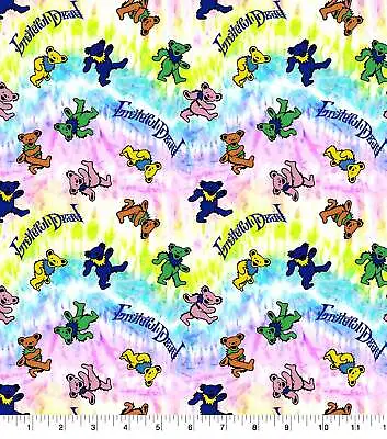$6.75 • Buy GRATEFUL DEAD DANCING BEARS!!!!  COTTON FABRIC FQ 18 X22   HARD TO FIND 