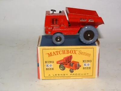 * 1960s MATCHBOX KING-SIZE K-2 RED MUIR-HILL DUMPER MINT IN THE BOX ! • $22.50