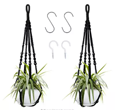 2 Pack Macrame Hanging Planter Basket Rope Pot Holder Decor Garden Plant Hanger • $10.48