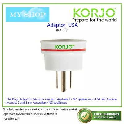 $17.50 • Buy KORJO USA Plug Adaptor--  Travel From AUSTRALIA / NZ To USA & CANADA (KA US)