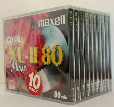 £24.99 • Buy Maxell CD-R 80 XL-II - 10 PACK 80 Min Music Audio Blank Recordable Disc CDR NEW 