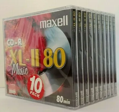 Maxell CD-R 80 XL-II - 10 PACK 80 Min Music Audio Blank Recordable Disc CDR NEW  • £24.99