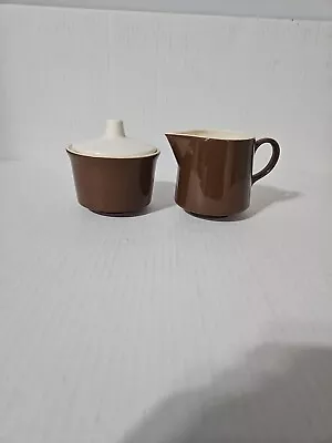 Royal China Cavalier Ironstone Casa Del Sol Creamer & Sugar Set Brown & Cream • $18.99